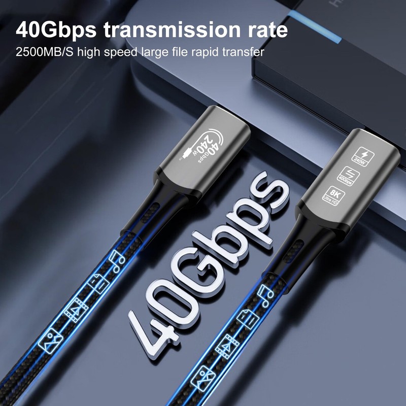 1 PC USB4 Cable With Thunderbolt 4 240W Charging 40Gbps Data 8K Video Cord gallery