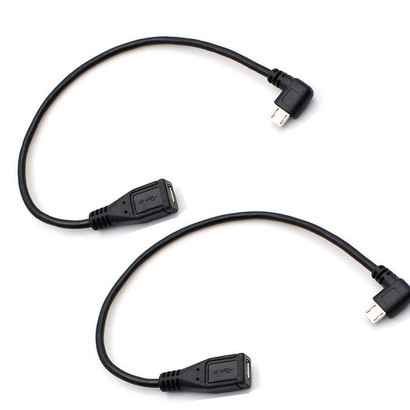 Micro USB Left Angle,Micro Extension Cable, 90 Degree 10 inches, Black
