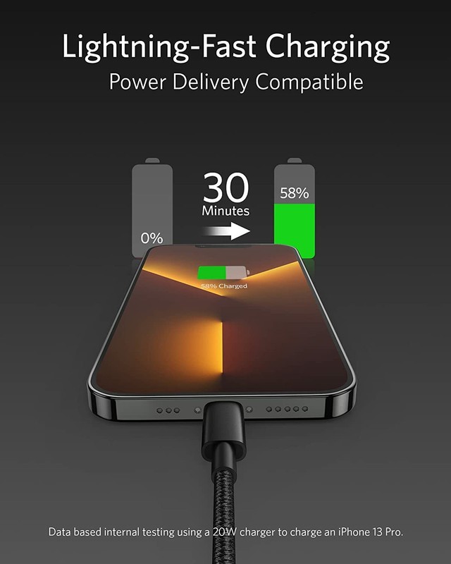 Anker Nylon USB-C to Lightning Fast Charging Cable MFi Certified for iPhone 13 gallery