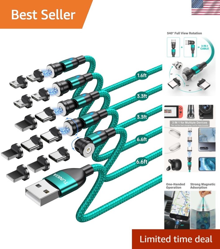 Magnetic Charging Cables – 3.3ft & 6.6ft Nylon Braided, LED Indicators