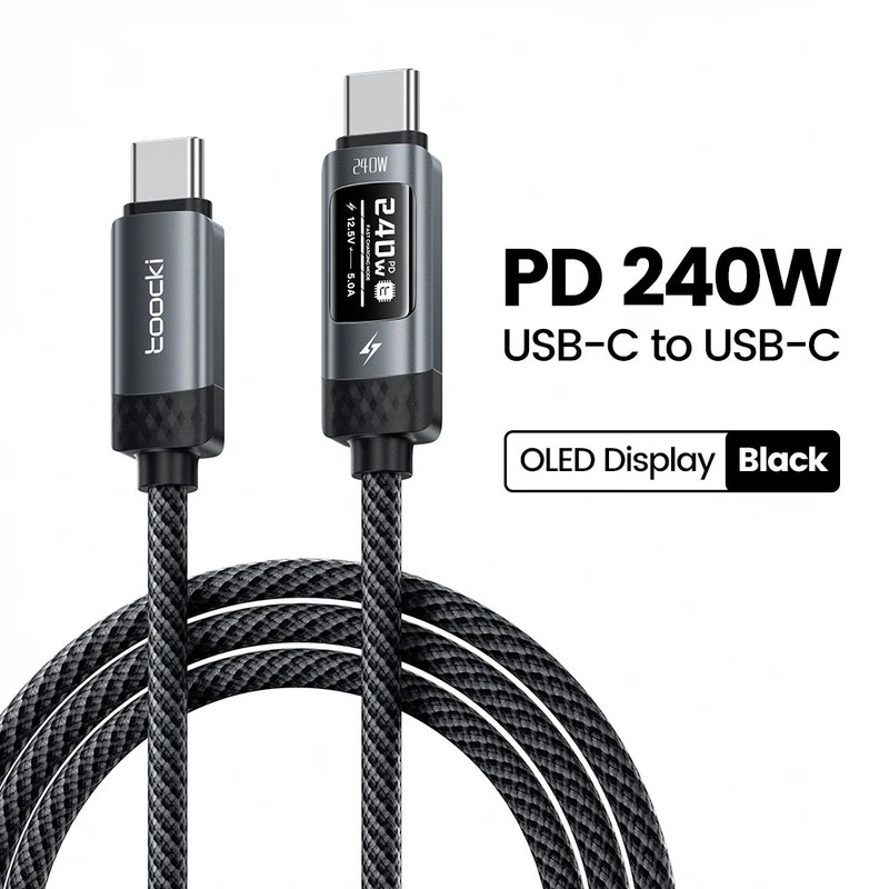 Toocki 240W USB-C Cable OLED Display PD3.1 Fast Charging Type-C MacBook Samsung