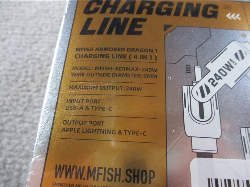 Mfish 4 in 1 Charging Line Cable 240w Armored Dragon Type C USB A iPhone Android