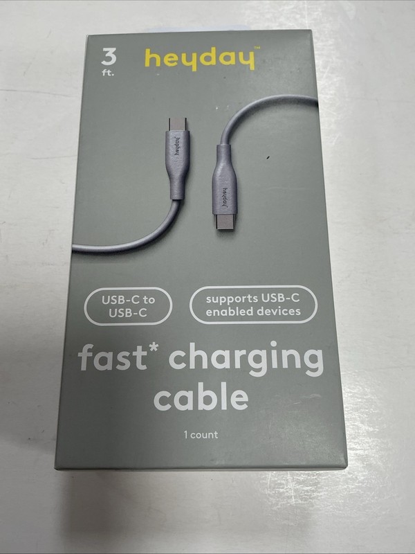 Heyday 3 FT Fast Charging Cable USB-C To USB-C – Gray