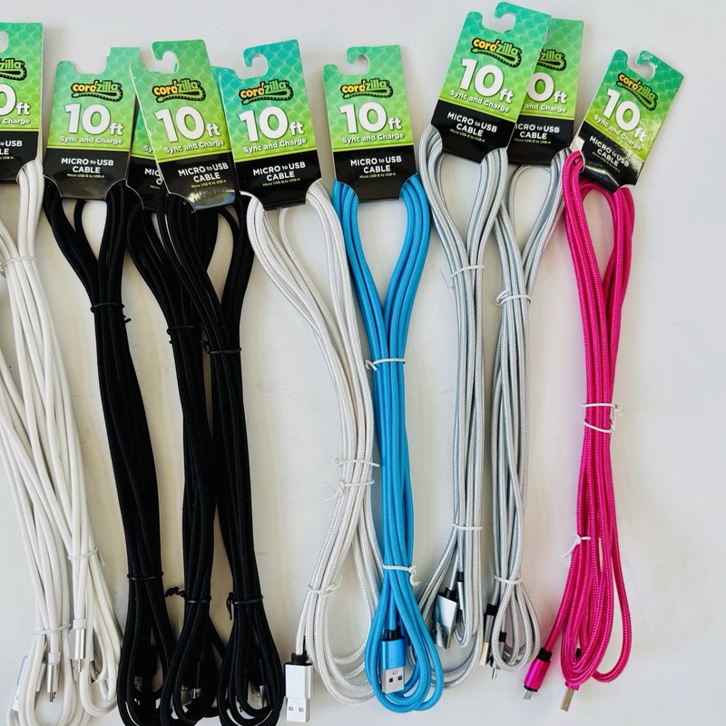 Cordzilla 10 ft Sync Charge Micro USB-B to USB - A Cables - Various Colors x 14 gallery