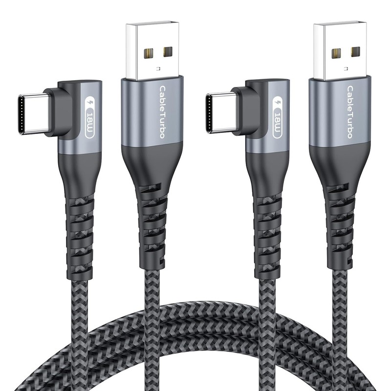 2Pack Right Angle USB to USB C Cable , 5FT Fast Charging Cord For iPhone Samsung