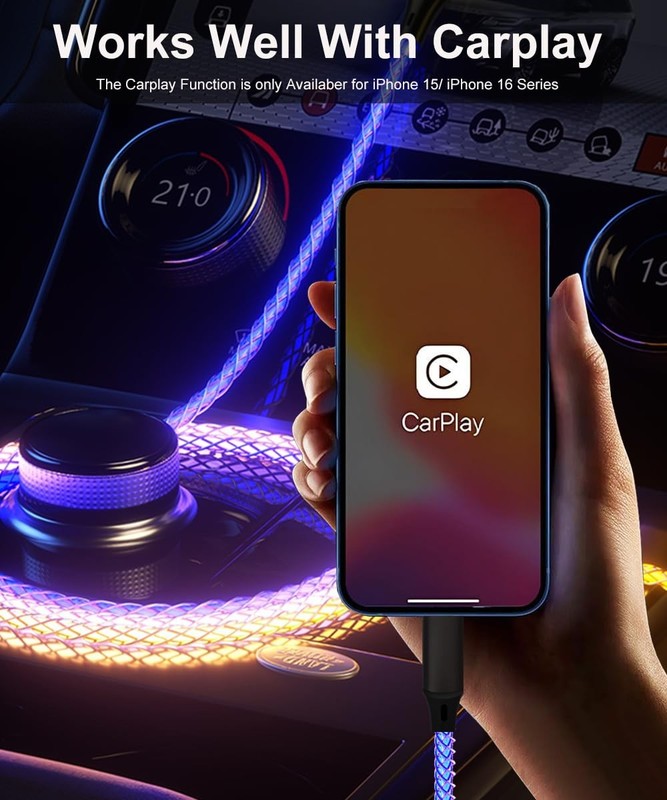 RGB Light Up USB A to C Carplay 4.9ft gallery