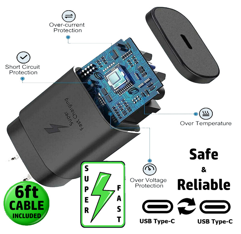 25w Type USB-C Super Fast Wall Charger+6FT Cable FOR Samsung Galaxy S23 S22 S21 gallery