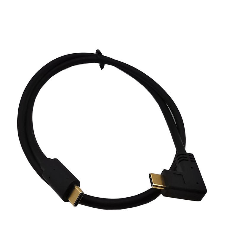 1x USB Type C 90°to Type C Male to Male Adapter Fast Charge Charging Cable 3A 1m gallery