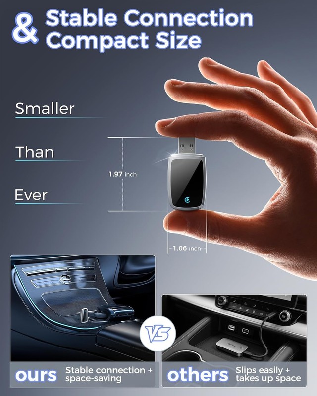 Wireless CarPlay Adapter for Apple iPhone2025 Upgrade- Convert Wired CarPlay to gallery