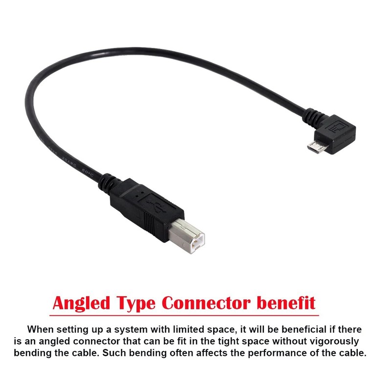 30cm Right Angled 90 Degree Micro USB OTG to Standard B Type Printer Scanner gallery