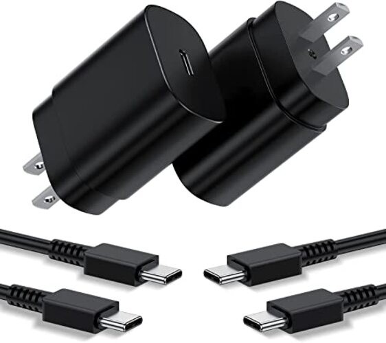 Type C Charger, 2Pack 25W PD USBC Wall Charger Super Fast 6ft+6ft Black gallery