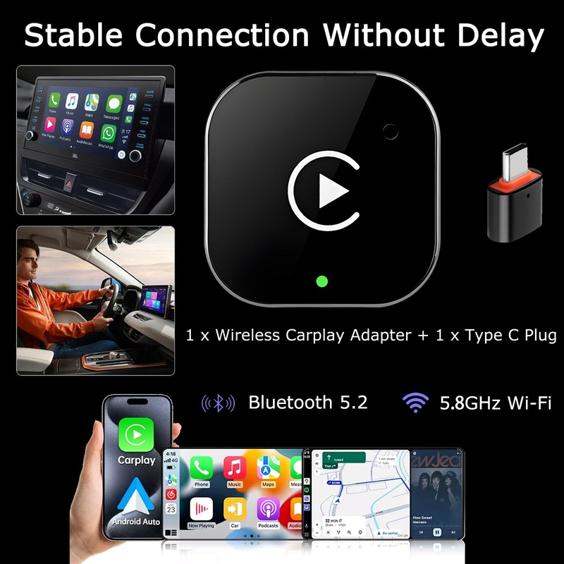 Wireless CarPlay Adapter 2026 Upgraded,CarPlay & Android Auto 2-in-1, Mini US... gallery
