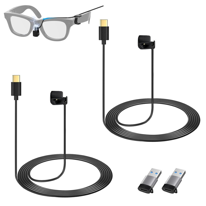2-Pack USB C Charging Cable for Ray-Ban Meta Wayfarer Smart Glasses, Magnetic Co