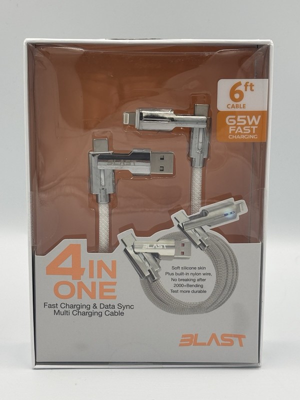 NEW- Blast 4 In 1 Six Feet Length Charging Cable 65W