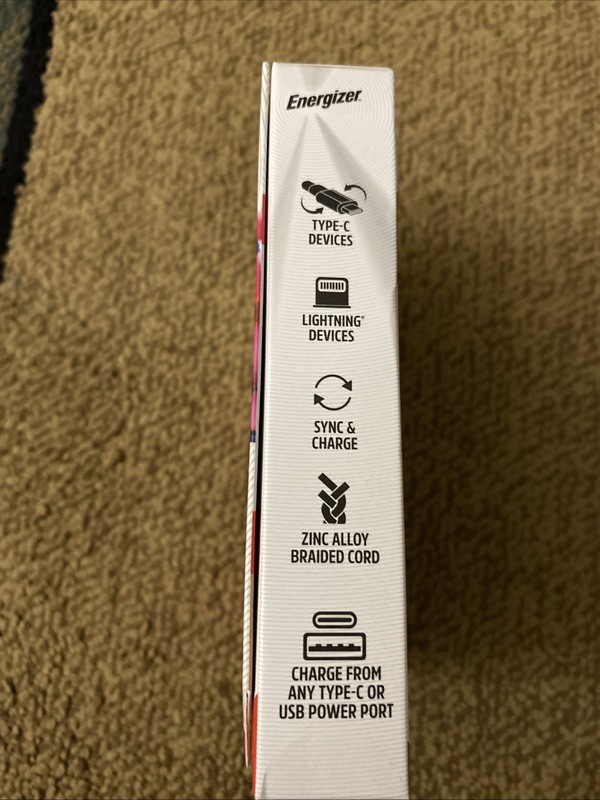 Energizer Universal 6ft Braided Cable 4-in-1 Power Connector 60 Watt PD FreeShip gallery