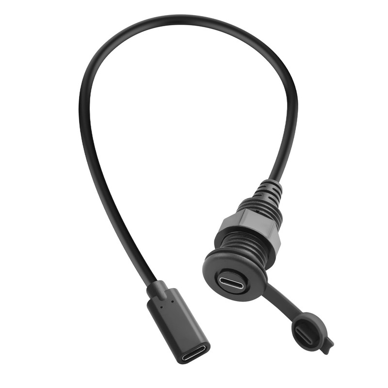 QIANRENON 10Gbps USB C Female to Female Threaded Fixed Mount Waterproof Short…