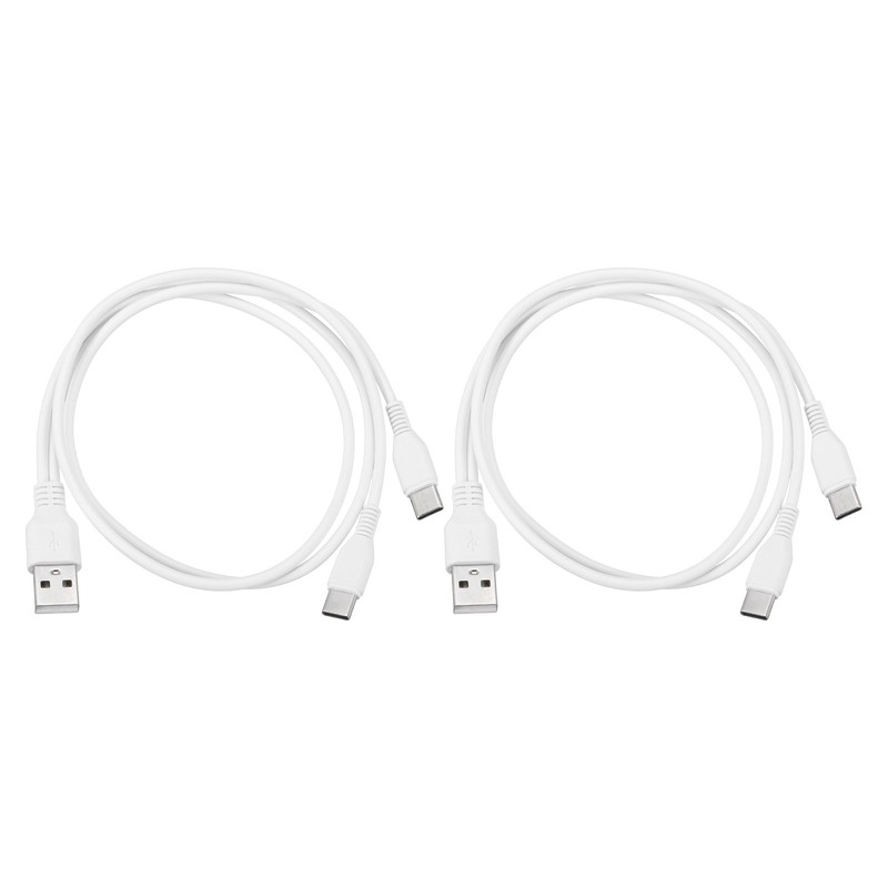 2 Pcs Multi USB A to 2 USB Type C 2 in 1 Splitter 20 Inches, White