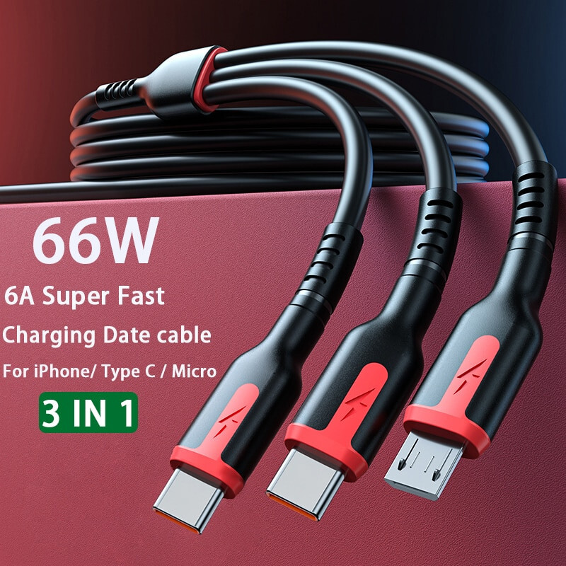 66W 6A USB Fast Charging Cable For Xiaomi Redmi Samsung Realme OPPO iPhone gallery