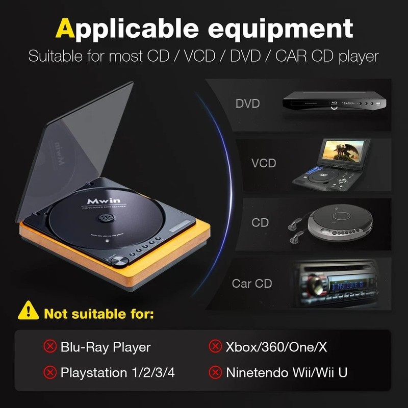 Mwin CD Cleaner Disc for CD Player, Safe and Effective Laser Lens Cleaning Di... gallery