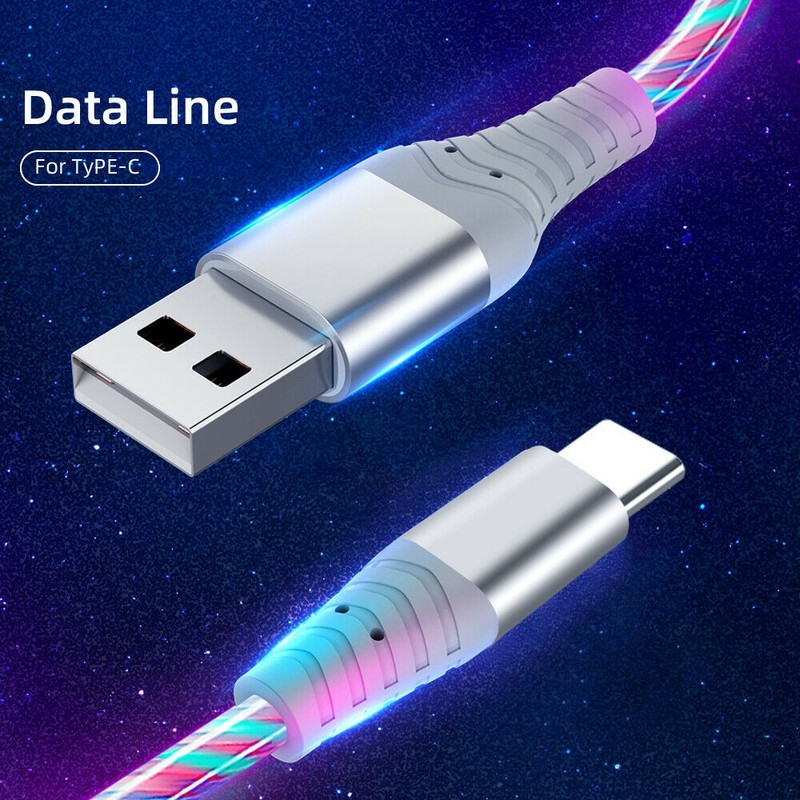 3FT LED flowing Light Up Charging Cable For Samsung S24 S25 iPhone 13 14 gallery