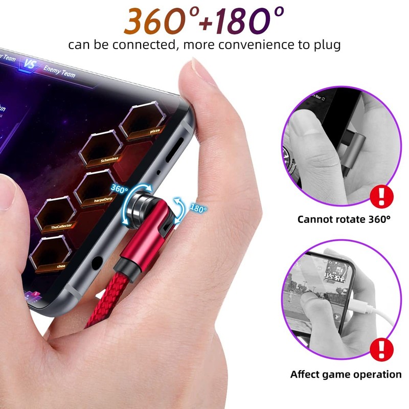 540° Rotating Magnetic Charging Cable (Red 4-Pack 3/3/6/6ft) 3 in 1 USB C Mag... gallery