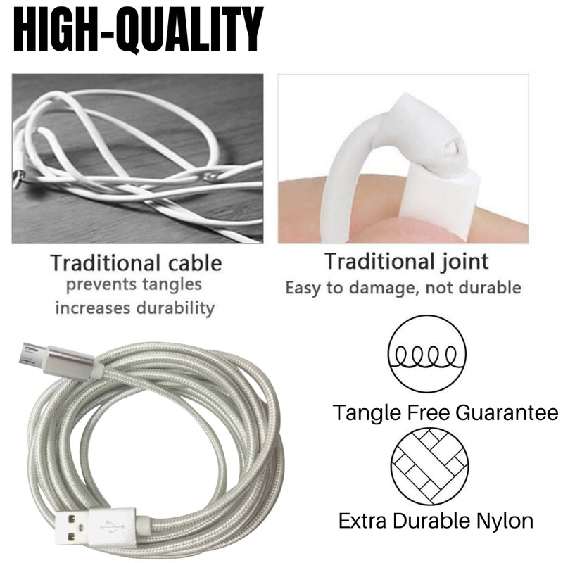 3 Pack 10Ft Braided Micro USB Cable Fast Charging Cord For Samsung HTC Android gallery