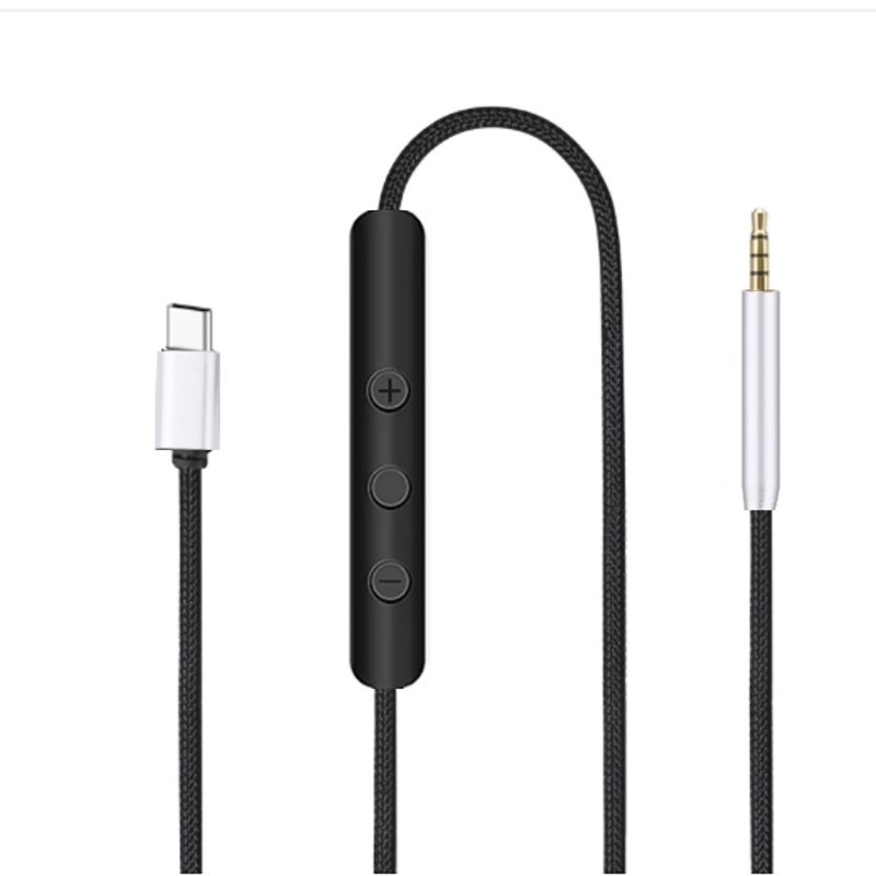 Durable USB C Cable for QC25/QC35/QC35II/QC45/NC700 Headphones with Inline Mic