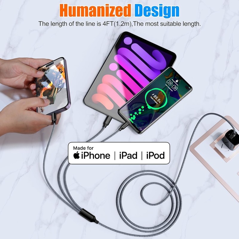 Multi Charging Cable 6Ft 2Pack 3 in 1 Charger Cord, Multiple Rapid Nylon Braided gallery
