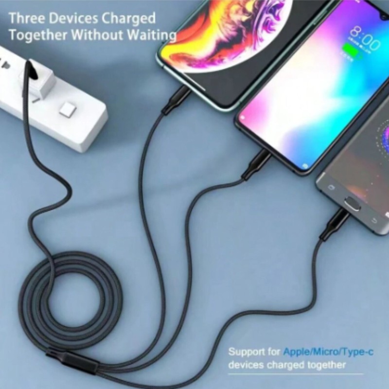 Multi Charging Cable Nylon Braided USB Type-C Universal 3 in 1 Cord Adapter, 4Ft gallery