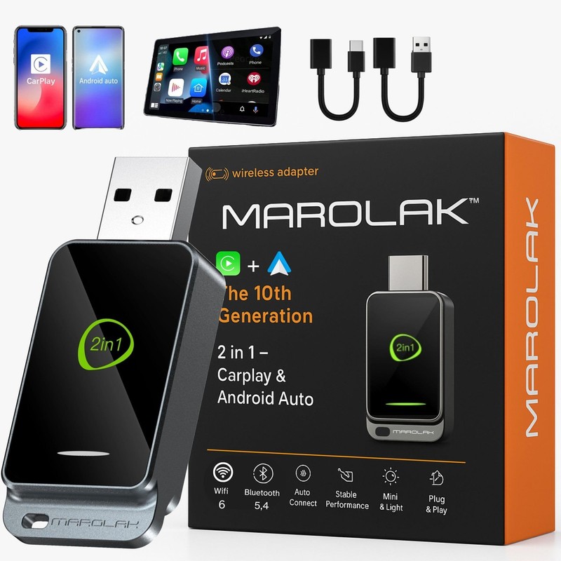 2-in-1 Wireless CarPlay & Android Auto Adapter (2026 Upgraded WiFi 6-BT 5.4) …