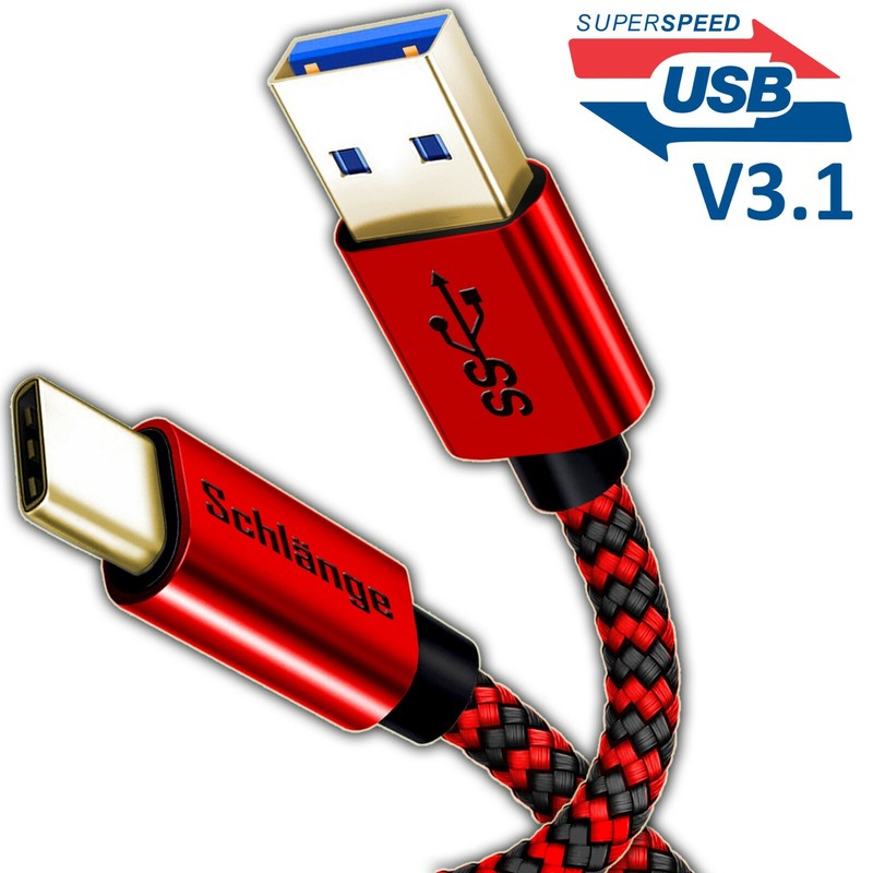 USB Nylon Braided Cord Cable Charger for Samsung Galaxy FAST CHARGING (RED)