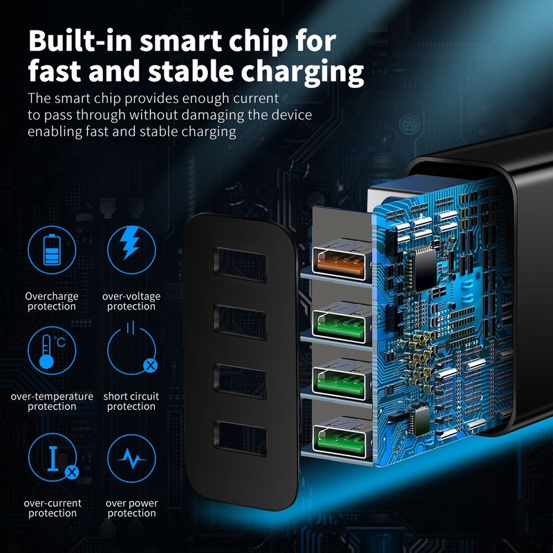 US 4 Port Fast Quick Charge QC 3.0 USB Hub Wall Home Charger Power Adapter Plug gallery