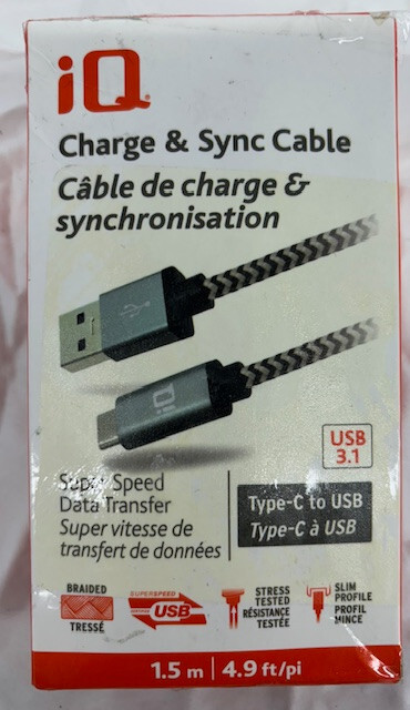 CHARGE & SYNC CAMBLE SUPER SPEED DATA TRANSFER TYPC TO USB BRAIDED 1.5/4.9″ NIB