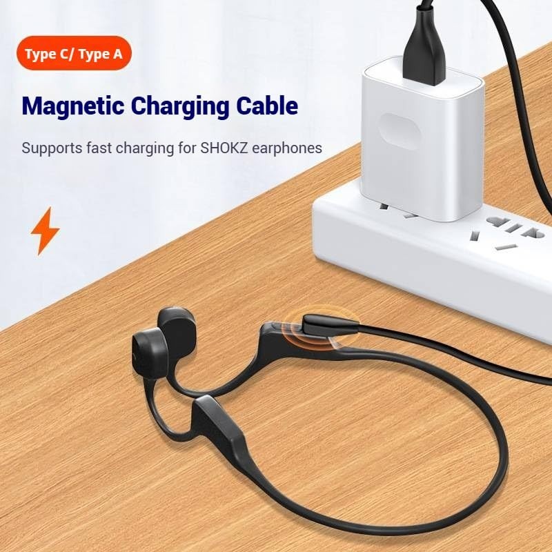 2pcs USB C Magnetic Charging Cables for Shokz Headphones, Black gallery
