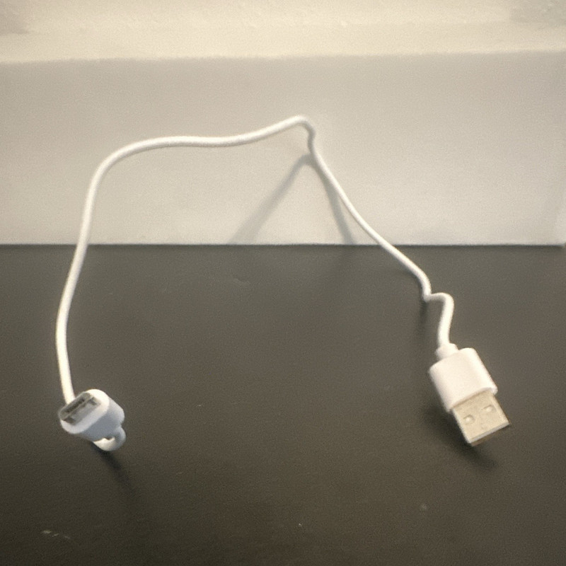 USB-A to Micro-USB 2.0 Charging Cable, White Round Plastic, Universal, 20inches