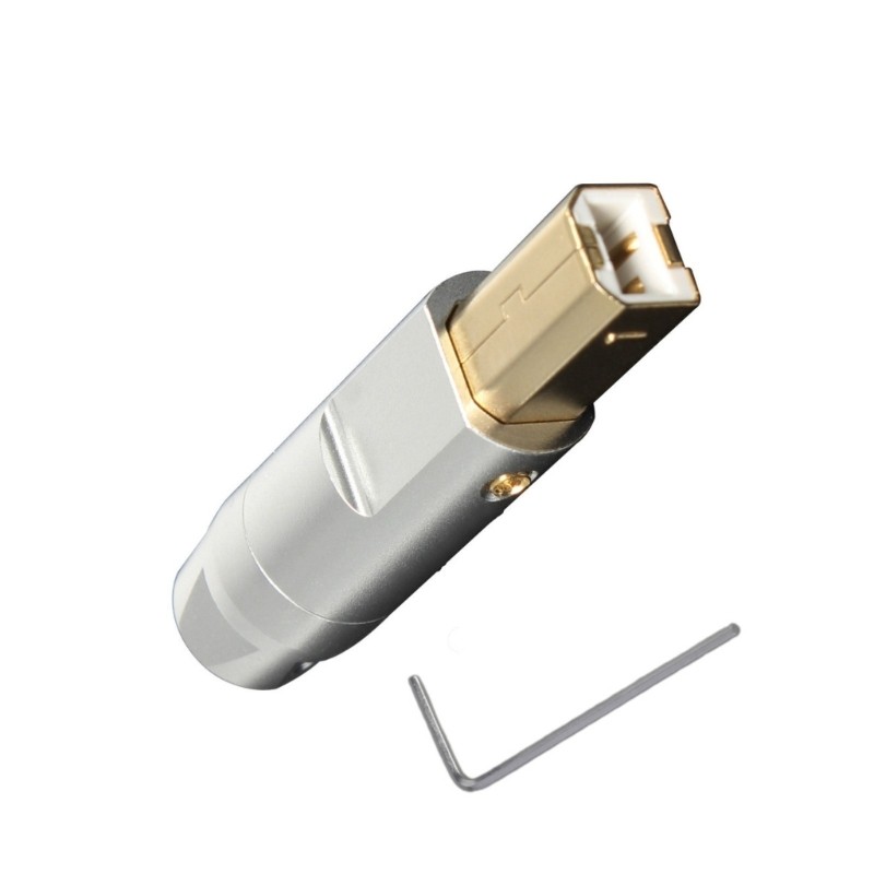 6mm Hole Gold-Plated USB B-Type Connector Shell Aluminum Alloy USB B Housing
