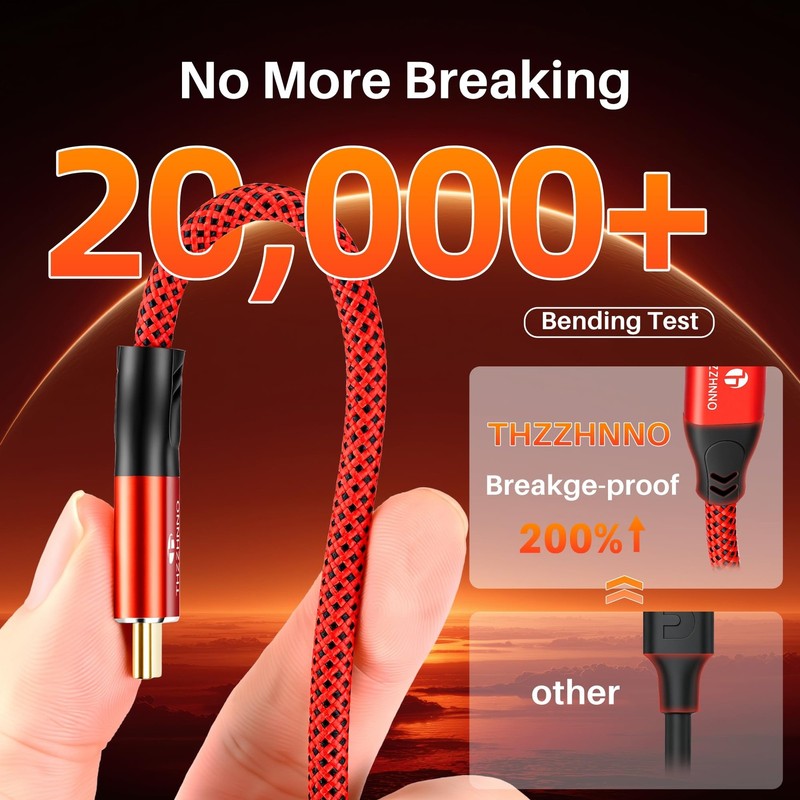 USB C Cable 10ft Type A to C 10Gbps Braided Fast Charge 3A Red gallery
