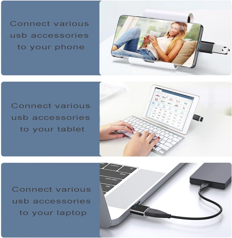 LED USB-C 3.1 Male to USBA Female Adapter Converter OTG Type C Android Phone lot gallery