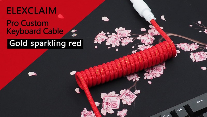 Coiled Keyboard Cable USB-to USB-A 1.5M, Double-Sleeved Braided with Detachab... gallery