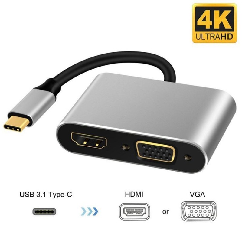 USB C to HDMI VGA Adapter, lot USB Type C to Dual VGA 4K HDMI Splitter Convert gallery