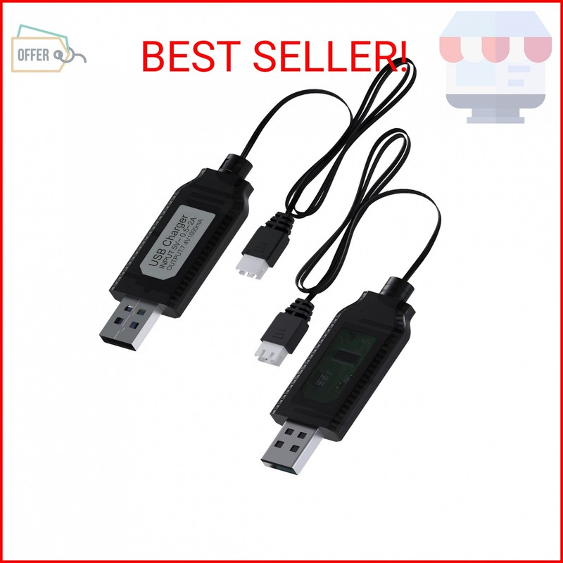 2 Pack USB Charger Cable for 7.4V LiPo & Li-ion Batteries by MMOBIEL – USB to XH