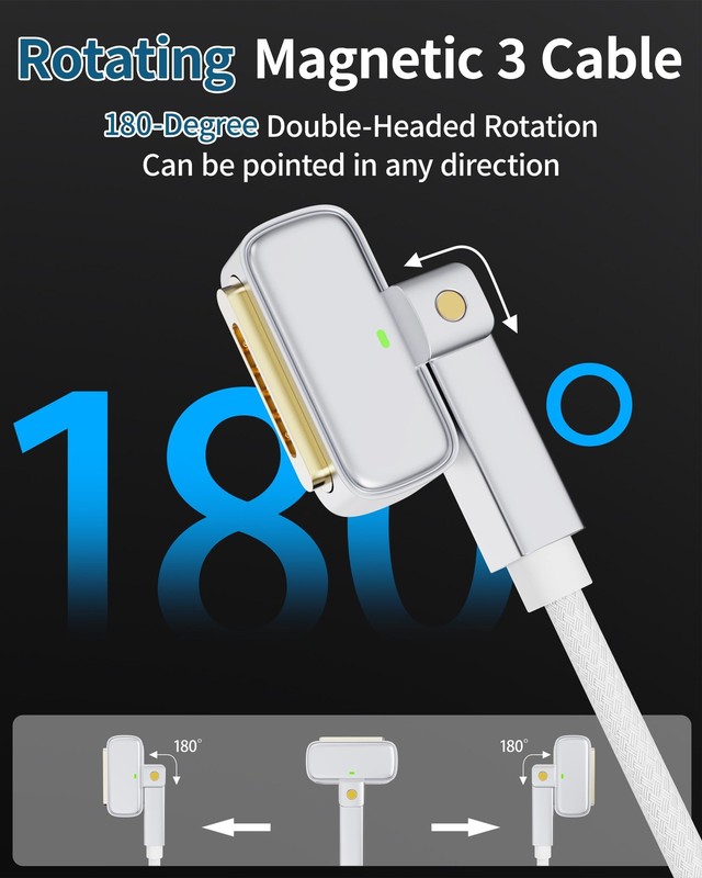 140W USB-C to Magnetic 3 Cable，180° Magnetic 3 Cable for MacBook Air Pro Char... gallery