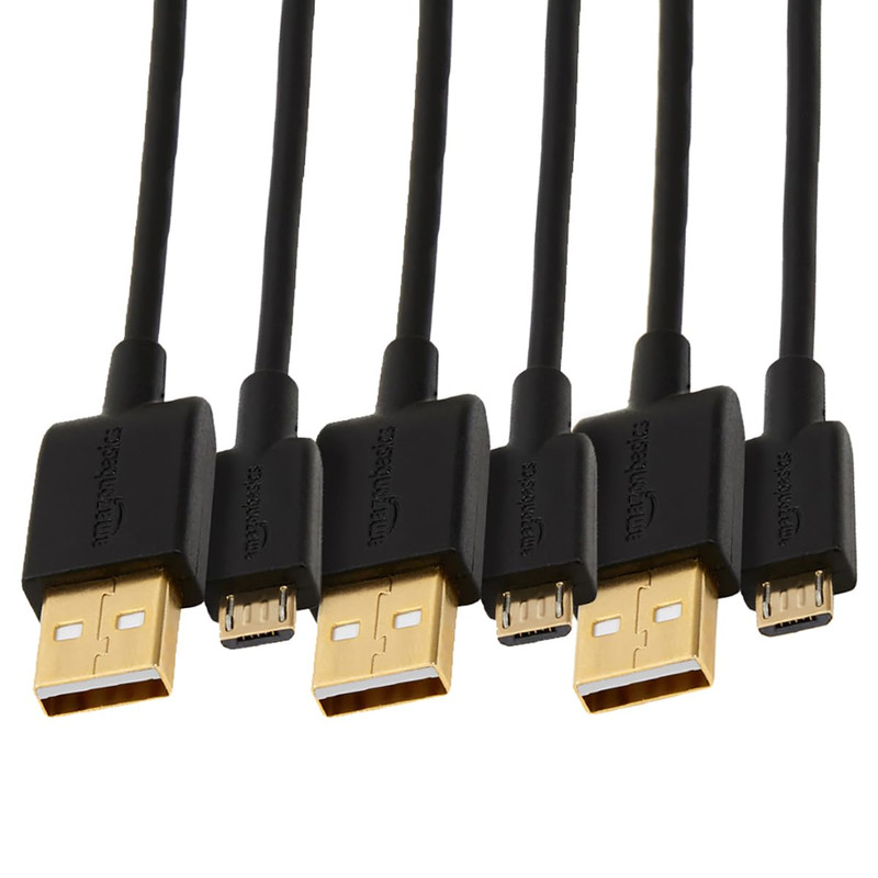3-Pack USB-A to Micro USB Charging Cable, 480Mbps Transfer Speed, Gold-Plated Pl
