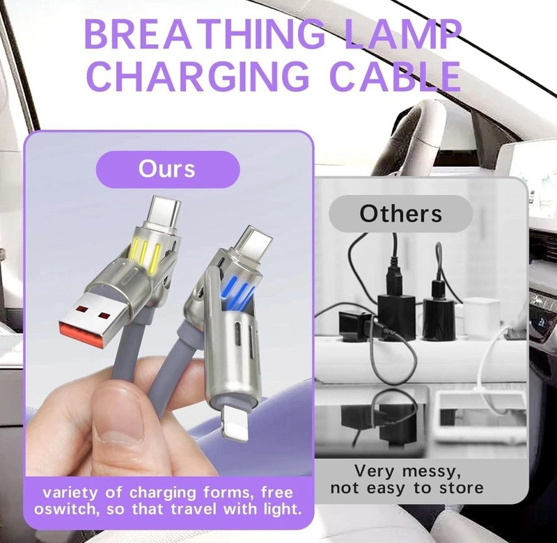4 in 1 Multi-USB Charging Cable - MAX 240W Fast Charging/With USB A+ Type-C 6ft gallery
