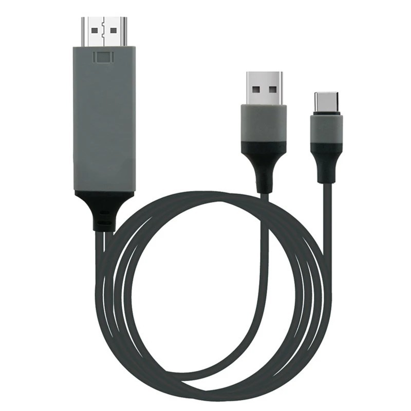 MHL USB-C Type C to HDMI USB A HD TV Cable Adapter For Android Phones Tablet BLK