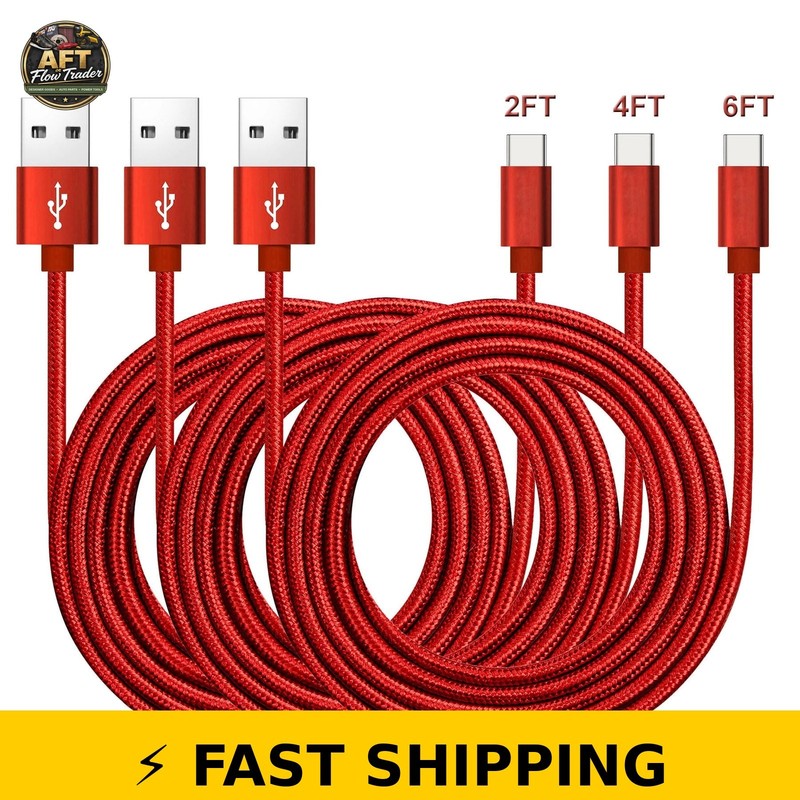 ROFICORD 3Pack USB-A to USB-C 3A Fast Charging Cable - 2ft/4ft/6ft