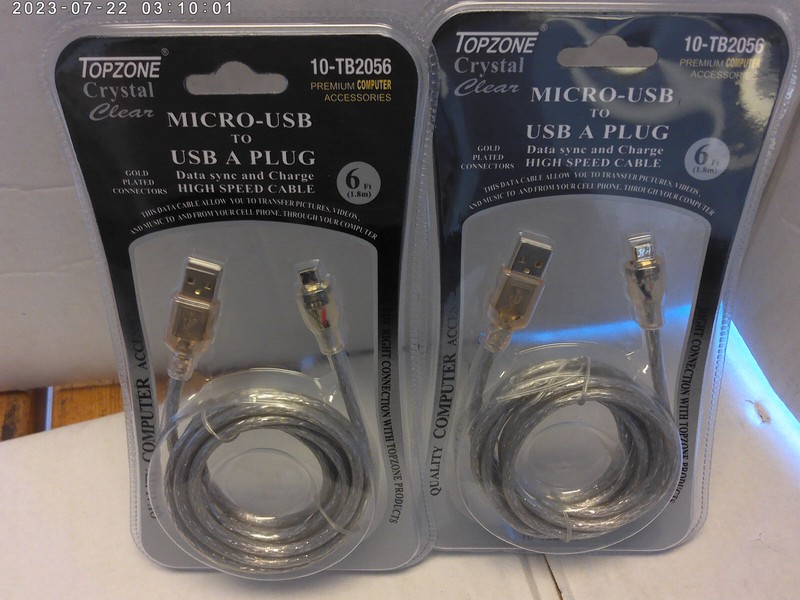 6 foot micro USB to USB cable NEW (pack of 2)