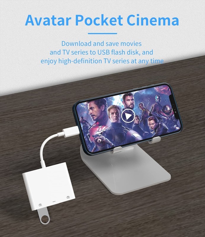 Dual USB Camera OTG Adapter for iPhone with Charging Port for iPad gallery