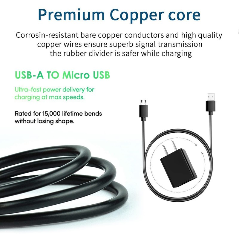 10FT USB A to Micro USB Camera old Android Phone Charger for Ring Indoor Cam ... gallery