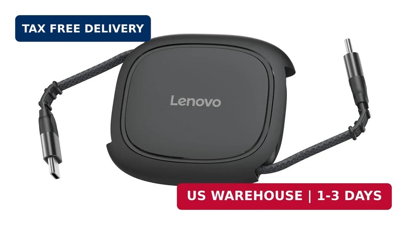 Lenovo 240W USB-C Retractable Cable, PD Fast Charging USB-C to USB-C, Smart Retr
